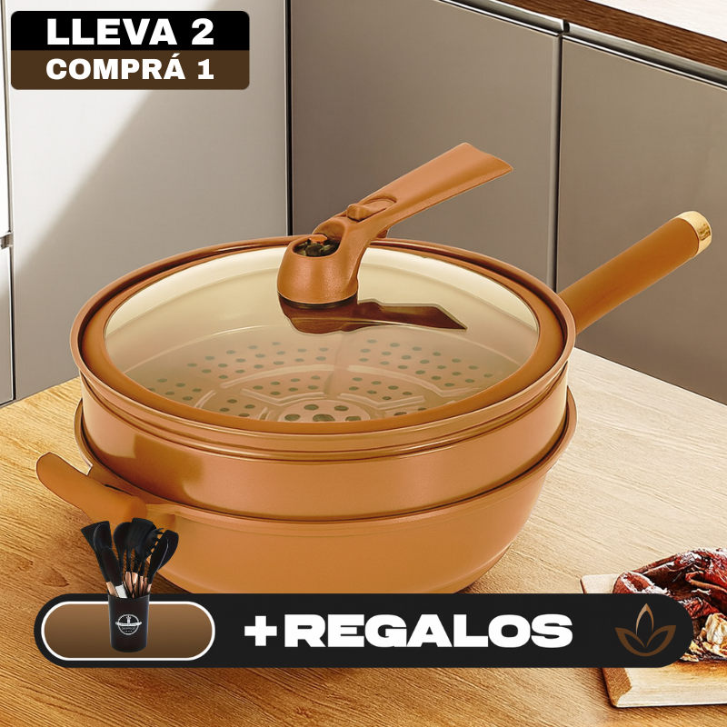 [Llevá 2 Pagá 1] Frigideira Multifuncional en Cerámica y a Prueba de Explosiones +REGALO: Kit de Utensilios